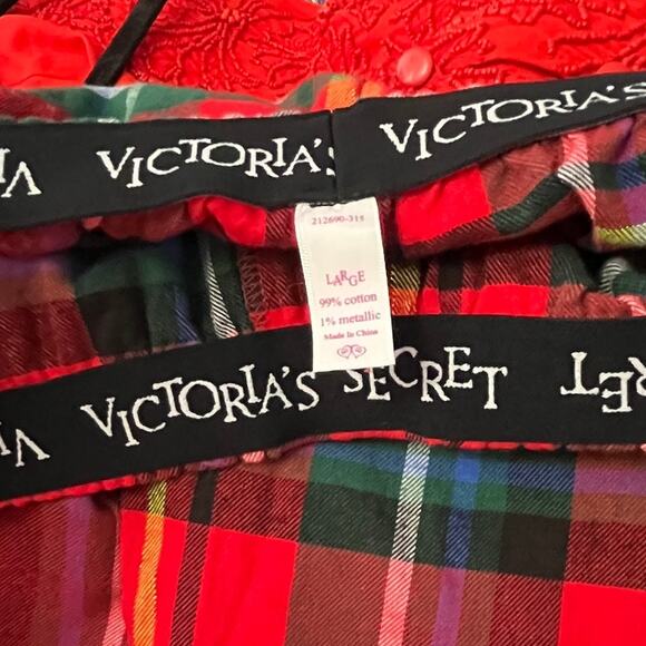 Victoria's Secret Winter Christmas Holiday Pajama Set Plaid Red Green Large - Picture 6 of 10